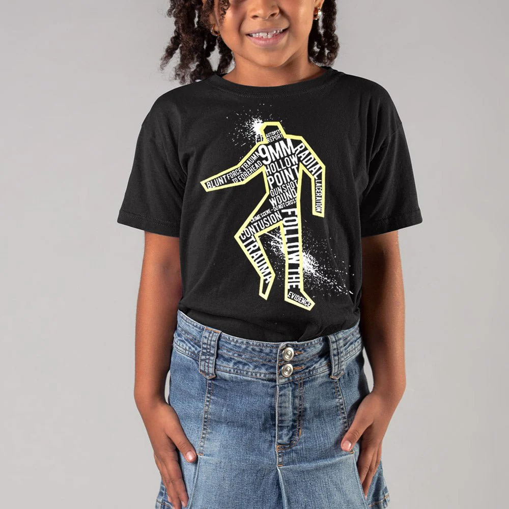 CSI: Crime Scene Investigation Glow in the Dark Body Outline Youth Short Sleeve T-Shirt - Image 3