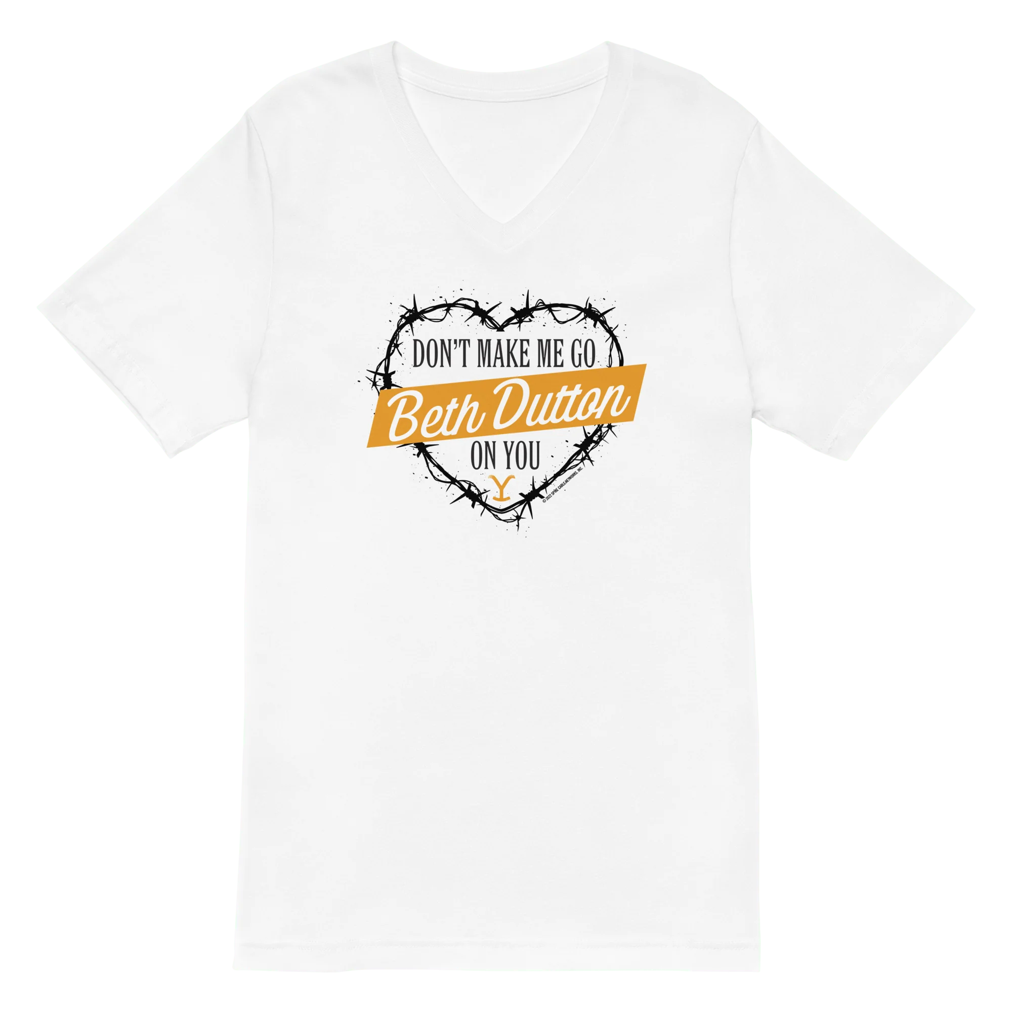 Yellowstone Don't Make Me Go Beth Dutton On You Heart V-Neck Short Sleeve T-Shirt - Image 3