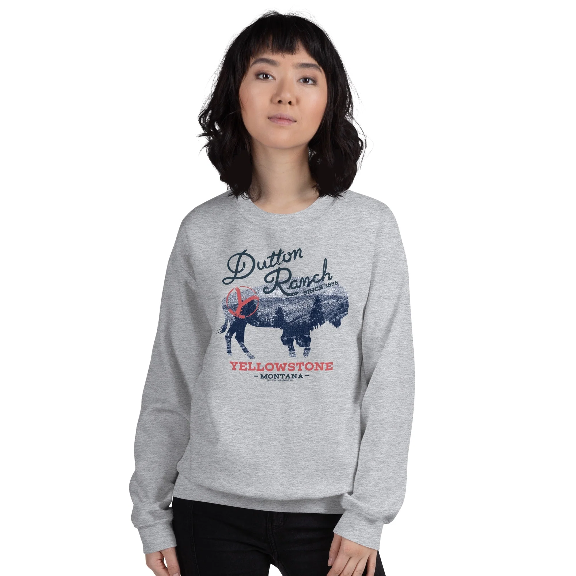 Yellowstone Dutton Ranch Montana Bison Fleece Crewneck Sweatshirt - Image 3