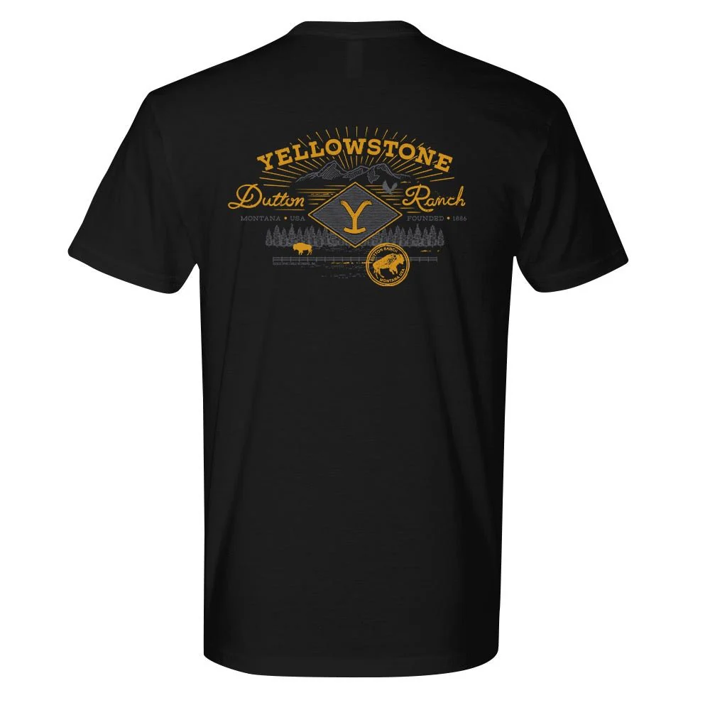 Yellowstone Dutton Ranch Scenery Back Print Short Sleeve T-Shirt - Image 10