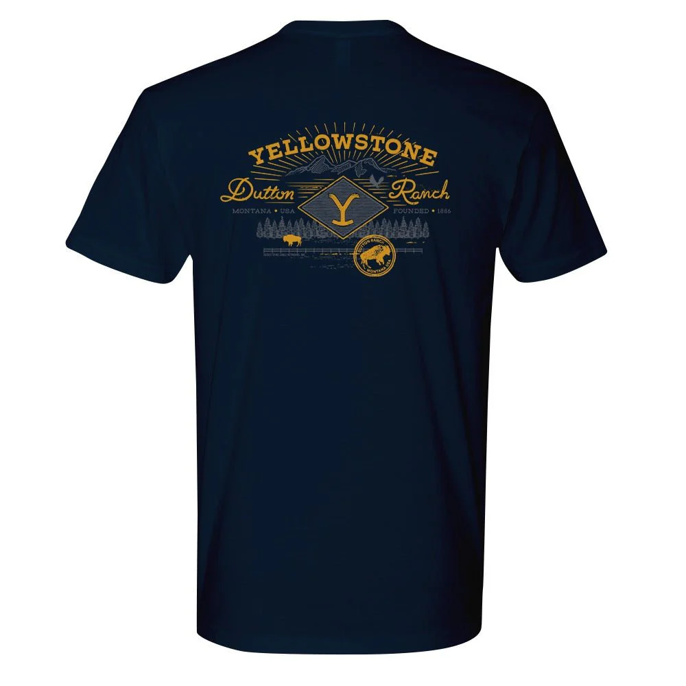 Yellowstone Dutton Ranch Scenery Back Print Short Sleeve T-Shirt - Image 7