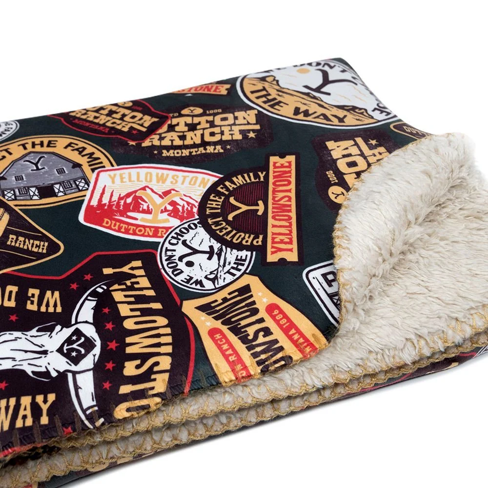 Yellowstone Patches Sherpa Blanket - Image 3