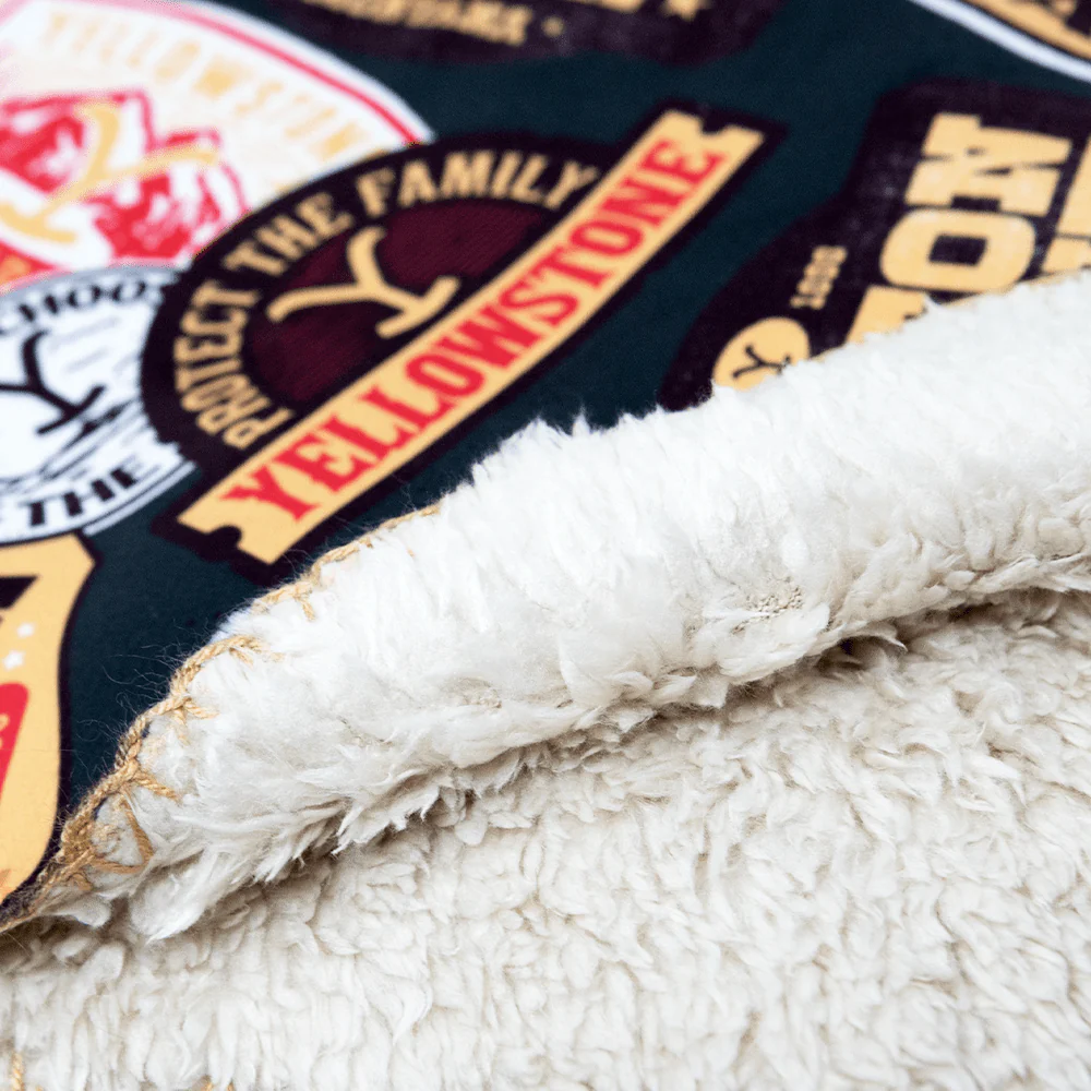 Yellowstone Patches Sherpa Blanket - Image 4