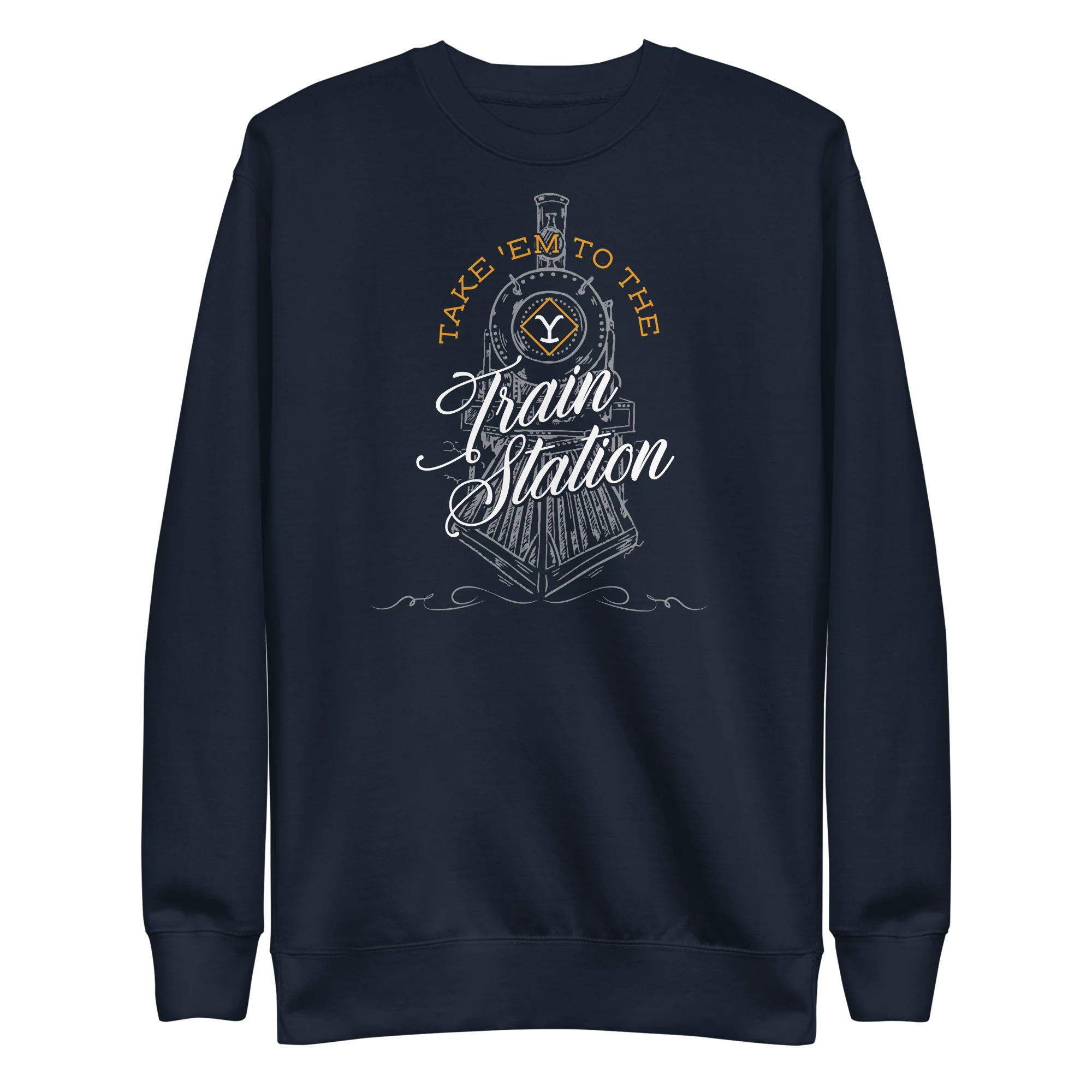 Yellowstone Take 'Em To The Train Station Fleece Crewneck Sweatshirt - Image 3
