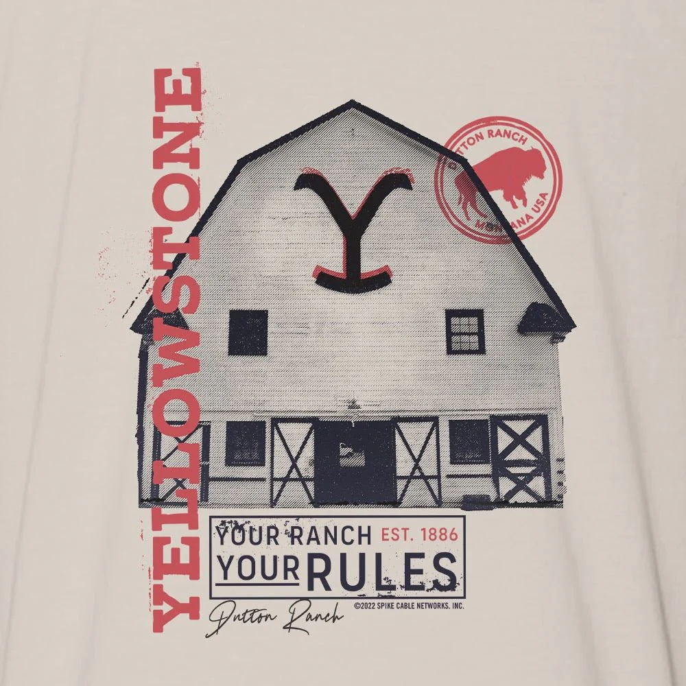 Yellowstone Your Ranch Your Rules Adult Short Sleeve T-Shirt - Image 3